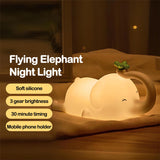 Gaeaspace  -  Children Silicone Night Light Cute Elephant Baby Dimmable Timed Sleeping Night Lamp for Bedside Bedroom Decoration Gift Birthday