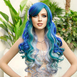 Gaeaspace -   mermaid Wig Long Blue Purple Gradient Wigs for Women Daily Party Halloween Cosplay Synthetic Body Wave Hair Wig