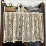 Gaeaspace  -  Hollow Crochet   Half Curtain Cotton Linen Cafe Curtain Door Cupboard Curtain  for Study bookshelf Double-sided pasting