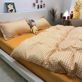 Gaeaspace  -  Nordic Grid Duvet Cover Set with Bedsheet Pillowcase 220x240 Quilt 4pcs/3pcs Bedding Fashion Comforter Bed Linen Bedding Set