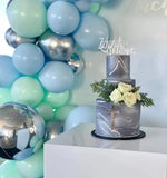 Gaeaspace  -  129pcs Macaron Blue Mint Green Balloon Garland Arch Kit Silver Metallic Balloons for Wedding Baby Shower Birthday Decors