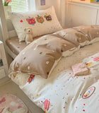 Gaeaspace  -  Cute colorful bear cake bedding set 1.2 1.5 1.8 2.0,twin full queen king cotton home textile bed sheet pillow case quilt cover