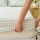 Gaeaspace  -  Washed Cotton Fitted Sheet Non Slip Fitted Sheet Elastic Band Around Mattress Cover Bed Cover And Pillowcase