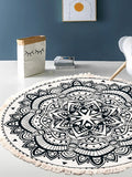 Gaeaspace  -  Hand Woven Cotton Linen Carpet Retro Bohemian Round Bedside Geometric Floor Mat Living Room Home Decor Boho Mandala Tassel Rug