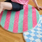 Gaeaspace  -  Irregular Checkerboard Bedroom Rug Round Simple Design Solid Color IG Fashion Living Room Carpet Polyester Cute Decoration Home