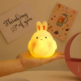 Gaeaspace  -  Animal Mood Light Bear Pig Cartoon Silicone Night Light Battery Lamp Beside Table for Children Kid Bedroom Decoration Home