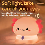 Gaeaspace  -  Pink Axolotl LED Night Light,USB Rechargeable Touch Lamp,3 Levels Brightness Timing Light,Cute Animal Bedside Lamp,Gift for Kids