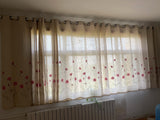 Gaeaspace  -  Daisy Embroidery Cotton Linen Blackout Curtains for Living Room, Natural Hemp Window Treatments, Sheer Tulle Flax Fabrics