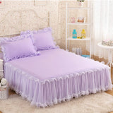 Gaeaspace  -  1pcs Elegant Princess Bed Skirt Non-slip Mattress Cover Ruffled Lace Bed Skirt Bedsheet Protector Bedspread No Pillowcase