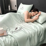 Gaeaspace  - Luxury Embroidery Summer Blanket for Bed Sleeping Non-stick Body Summer Quilt Soft Skin Friendly Air Conditioner Comforter Silky