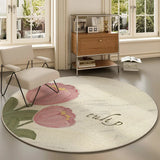 Gaeaspace  -  Simple Flower Living Room Decor Plush Carpet Home Lounge Bedside Thickened Non-slip Carpets Ins Cloakroom Fluffy Soft Round Rug