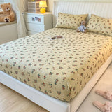 Gaeaspace  -  1PCS Sheet Pastoral Flower Fitted Sheet Non Slip Bedspread Washable Cotton With Elastic Band Mattress Cover (no Pillowcase)