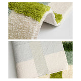 Gaeaspace  -  Tufting Checks Bathmat Chic Bathroom Rug Soft Fluffy Geometric Mat Carpet Floor Anti Slip Pad Aesthetic Home Room Green Decor