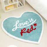 Gaeaspace  -  Tufting Heart Shape Bedside Rug Soft Letters Mat Corridor Carpet Bedroom Floor Pad Aesthetic Home Room Winter Warm Decor