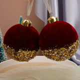 Gaeaspace  -  3inch Red Christmas Balls Ornaments Red Glitter Sequin Velvet Christmas Tree Hanging Balls for Home Xmas Wedding Party Decor