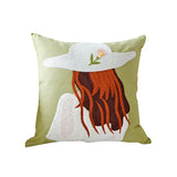 Gaeaspace  -  Modern simple ins embroidered pillow cover plant flower sofa living room pillow cushion embroidered girl pillow cover