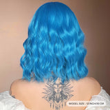 Gaeaspace  -  12 Inch Ladies Girls Highlight Short Curly Wig 220g Synthetic Halloween Dress Up Wig Elf Blue Figure Eight Wig Cosplay Party Wig