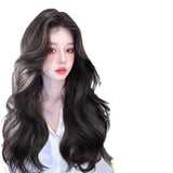 Gaeaspace  -  Black Wigs Long Body Wave Wig Gor Women Black Cosplay Lolita Natural Hair 24inch Heat Resistant Synthetic Wigs 가발 Headband Wig