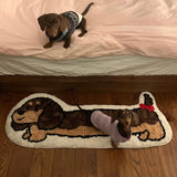 Gaeaspace  -  Long Tufting Dog Bedroom Rug Cartoon Animal Dachshund Carpet Bathroom Foot Pad Bath Mat Doormat Aesthetic Home Kids Room Decor