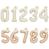 Gaeaspace  -  2pcs Daisy Foil Balloons Set Cream Caramel 40inch Number Balloon 0-9 Kids Birthday Party Decorations Baby Shower Air Globes