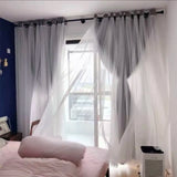 Gaeaspace  -  Nordic Style Solid Color Cloth Yarn Integrated Blackout Curtain Modern Bedroom Shade Curtains Children Room Bay Window Drapes