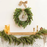 Gaeaspace  -  New Christmas Bells Wreath Linen Bow Natural Material Home Decorations Christmas Wreath