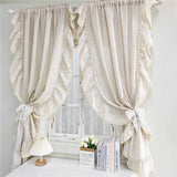 Gaeaspace  -  1 Piece American Retro Linen Color Semi-Sheer Lace Curtain Japanese Cross Texture Drapes For Living Room Bedroom and Kitchen