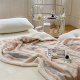 Gaeaspace  -  Multicolor Striped Cashmere Blanket, Light Luxury, Simple, Multi-function, Thickened, Home Office, Lunch Break