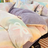 Gaeaspace  -  Winter Thickened Warm Flannel Queen Bedding Set Home Textile Cartoon Cute Duvet Cover Sheet Pillowcase 4pcs Luxury Bed Linen Set