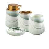 Gaeaspace  -  Creative Gradient Green Marbled Ceramic Lotion Bottle Toothbrush Holder Soap Dish Set Bathroom Accessories Soap Dispenser Bottle