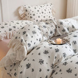 Gaeaspace  -  Elegant romantic fairyfair french flower bed set,full queen king floral rose cotton home textile sheet pillow case duvet cover