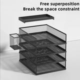 Gaeaspace  -  Metal File Stack Stackable Desk Organizer Office Desktop Organizer Multilayer File Tray with a Hanging Pen Holder Desk Organizer