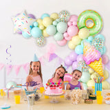 Gaeaspace  -  102pcs Candy Donut Ice Cream Macaron Colorful Foil Balloon Garland Arch Wedding Birthday Party Decoration Kids Baby Shower Girls