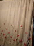 Gaeaspace  -  Daisy Embroidery Cotton Linen Blackout Curtains for Living Room, Natural Hemp Window Treatments, Sheer Tulle Flax Fabrics