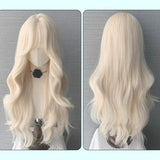 Gaeaspace  -  New Milk Platinum Wig for Women Long Hair Full Head Cover Simulation Natural Daily Water Wave Lolita Long Curly Hair