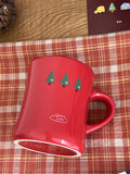 Gaeaspace  -  Creative Red Christmas Tree Graffiti Waisted Ceramic Mug Simple Handle Niche Design Household Heat-resistant Coffee Cup