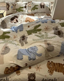 Gaeaspace  -  Cute cartoon animal crocodile elephant bedding set,twin full queen king cotton home textile bed sheet pillow case quilt cover