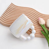 Gaeaspace  -  Pearl White Mugs Coffee Cups Ceramic Ins Korean Style Bubble Handgrip Coffee Cup for Breakfast Milk Juice Tea Cup Microwave Safe