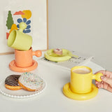 Gaeaspace   -  Ceramic Mug with Saucer Home Decoration Cute Creative Combination Breakfast Cup Coffee Cup Coffee Mugs with Tray