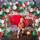 Gaeaspace   -  116 Pieces Red White Green Confetti Balloons Garland Arches Set Hanging Snowflakes Christmas New Year Wedding Party Decorations