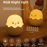 Gaeaspace  -  Animal Silicone Night Light Eggshell Chicken Night Lamp RGB Indoor Desktop Decorative Lamp USB Charging Tumbler Children Toy Gif