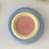 Gaeaspace  -  Korean Flat Plate Hand Paint Jewelry Storage Tray Dessert Plate Fruit Storage Cute Dish Ceramic Plates Candy Flat Bowl