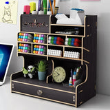 Gaeaspace  -  Wooden Oblique Insertion Pen Holder Student Bedroom Desktop Stationery and Cosmetics Organization Office Miscellaneous Storage