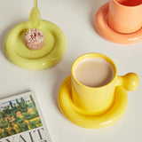 Gaeaspace   -  Ceramic Mug with Saucer Home Decoration Cute Creative Combination Breakfast Cup Coffee Cup Coffee Mugs with Tray