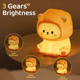 Gaeaspace  -  Kawaii Lion Night Light Rechargeable 3 Level Dimmable Silicone Sleeping Light Bedside Lamp Nursery Nightlights For Bedroom