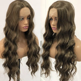 Gaeaspace  -  Brown Wig Synthetic Lace Wig Honey Brown Wavy Wig Long Brown Lace Front Wig Glueless Hair Wig Dark Brown Wigs for Women Fashion