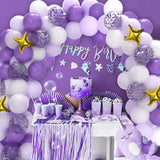 Gaeaspace  -  108 Pcs Purple Confetti Stars Aluminum Die Balloon Garland Arches Set Wedding Girls Birthday Valentine's Day Party Decorations