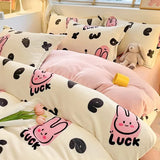 Gaeaspace  -  Winter Warm Plush Duvet Cover Set Queen Bedding Sets Comforter Cover Cartoon Quilt Cover Sheet Pillowcase 4pcs Luxury Bed Linens