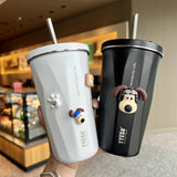 Gaeaspace  -  Straw Cup with Lid Thermos Mug Water Cup Thermal Coffee Tea Cold Drink Bottle Stainless Steel Water Bottle Tumbler Vacuum Flasks