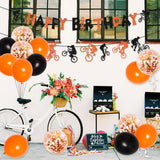 Gaeaspace  -  Bike Birthday Party Decorations Orange Black Balloons BMX Happy Birthday Banner Bicycle Cake Topper for Boys Birthday Supplies